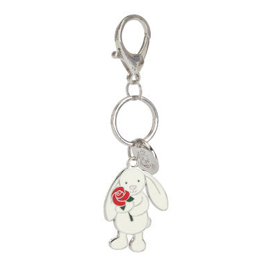 Jellycat Giftable Plush Cream Bunny with Rose Keyring