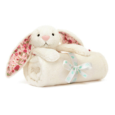 Jellycat Giftable Plush Blossom Cream Bunny 'Berry' Blankie