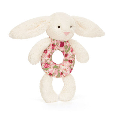 Jellycat Giftable Plush Blossom Cream Bunny 'Berry' Ring Rattle