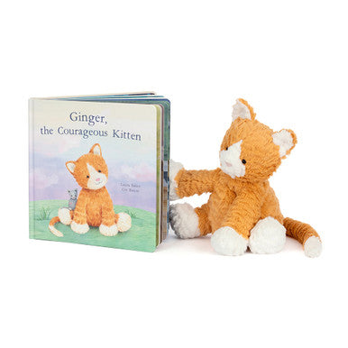Jellycat Story Book Ginger, the Courageous Kitten Book and Fuddlewuddle Ginger Cat