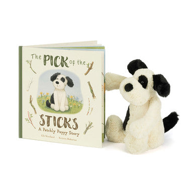 Jellycat Story Book The Pick of the Sticks Book and Bashful Black and Cream Puppy